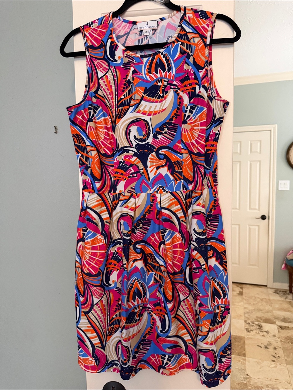 Jude Connally Multicolor Floral Swirl Mini Dress — Pink, Blue, Oranges